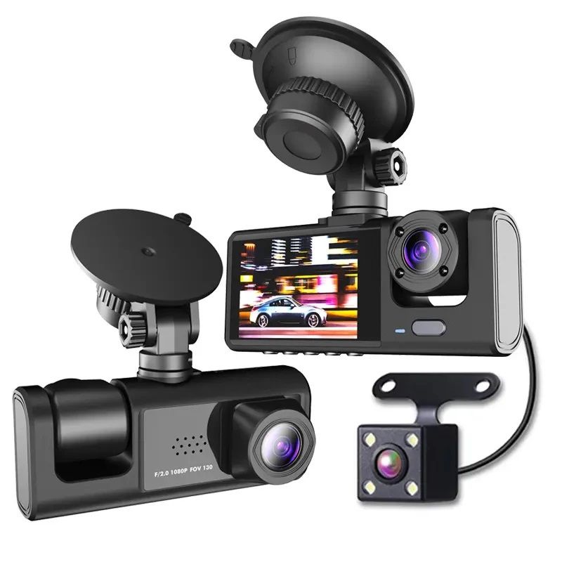 GENERICO - Cámara DVR Full HD 3 Canales Auto Visión Nocturna WiFi Monitoreo Estacionamiento