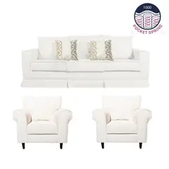 MUNDO LIVING - Living 311 Noah Crudo Sofa 3 cuerpos + 2 poltronas resortes