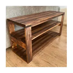 GENERICO - Banca Con Zapatero Rustico De Madera Nogal