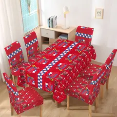 GENERICO - MANTEL CON 6 FUNDAS SILLA DISEÑO FECHA PATRIAS ROJO TFG04 TF