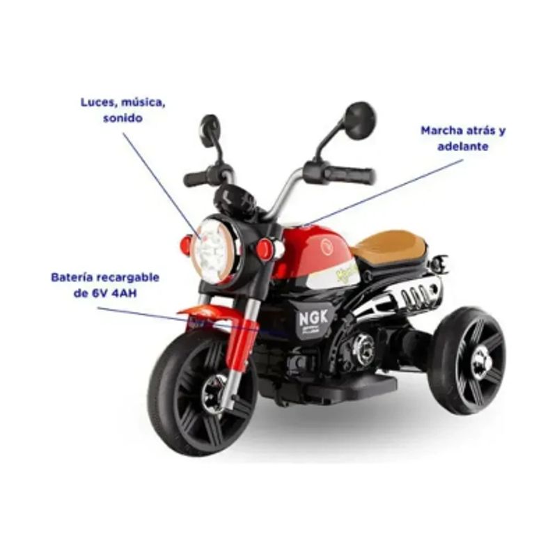 GENERICO - Motos Electricas Chopera 3 Ruedas Para Niños Negro
