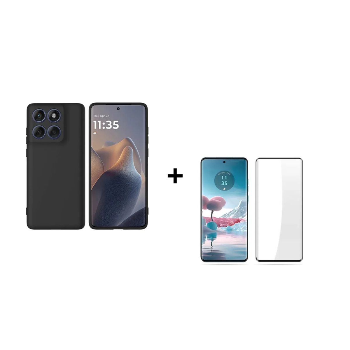 GENERICO - Kit Carcasa Silicona Con Lamina De Vidrio Para EDGE 60 5G - Negro