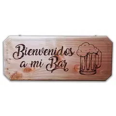 CUMBRES ARTESANIAS NATIVAS - Letrero de Bar Grabado con Shoppero en Madera para Quincho