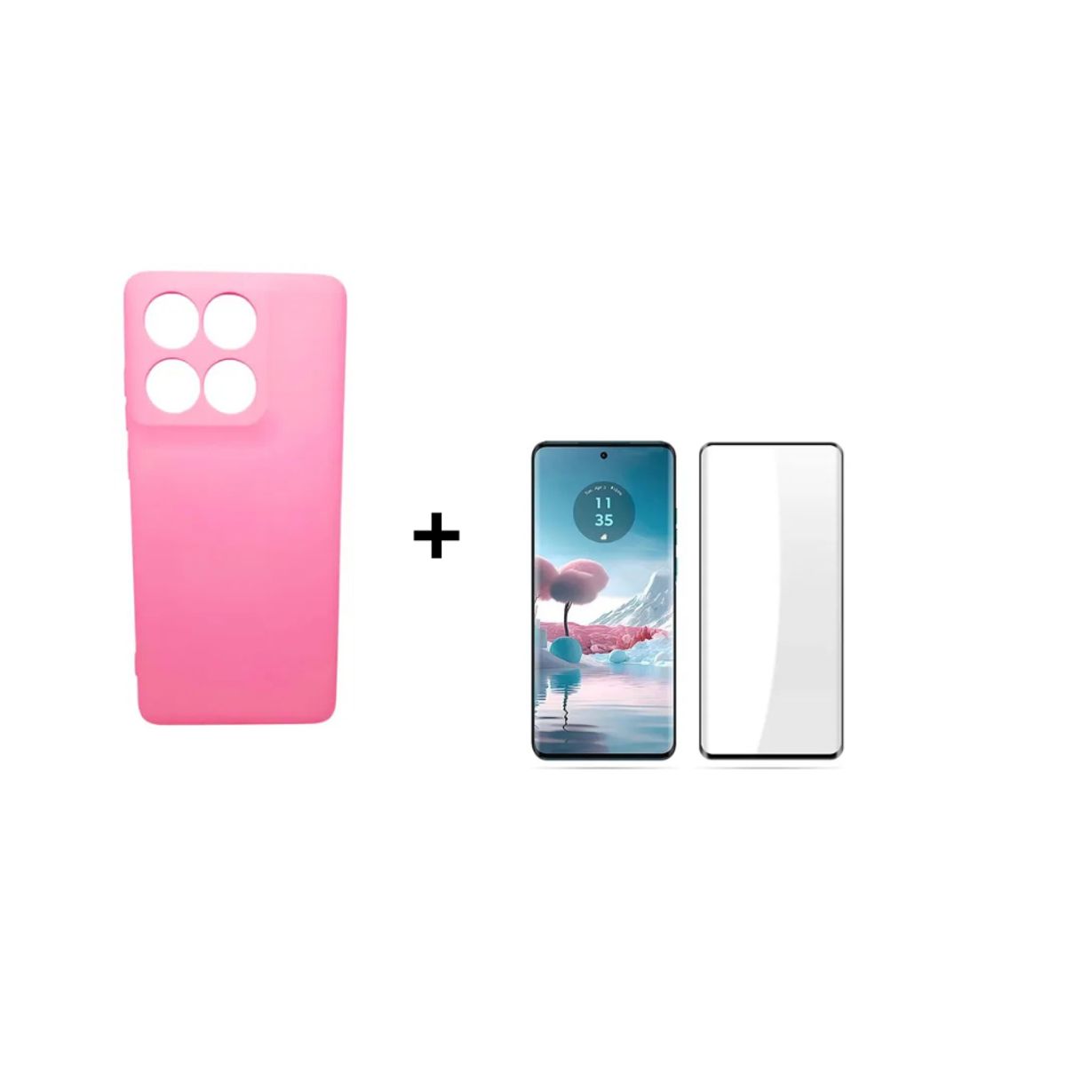 GENERICO - Kit Carcasa Silicona Con Lamina De Vidrio Para EDGE 60 Fusión 5G