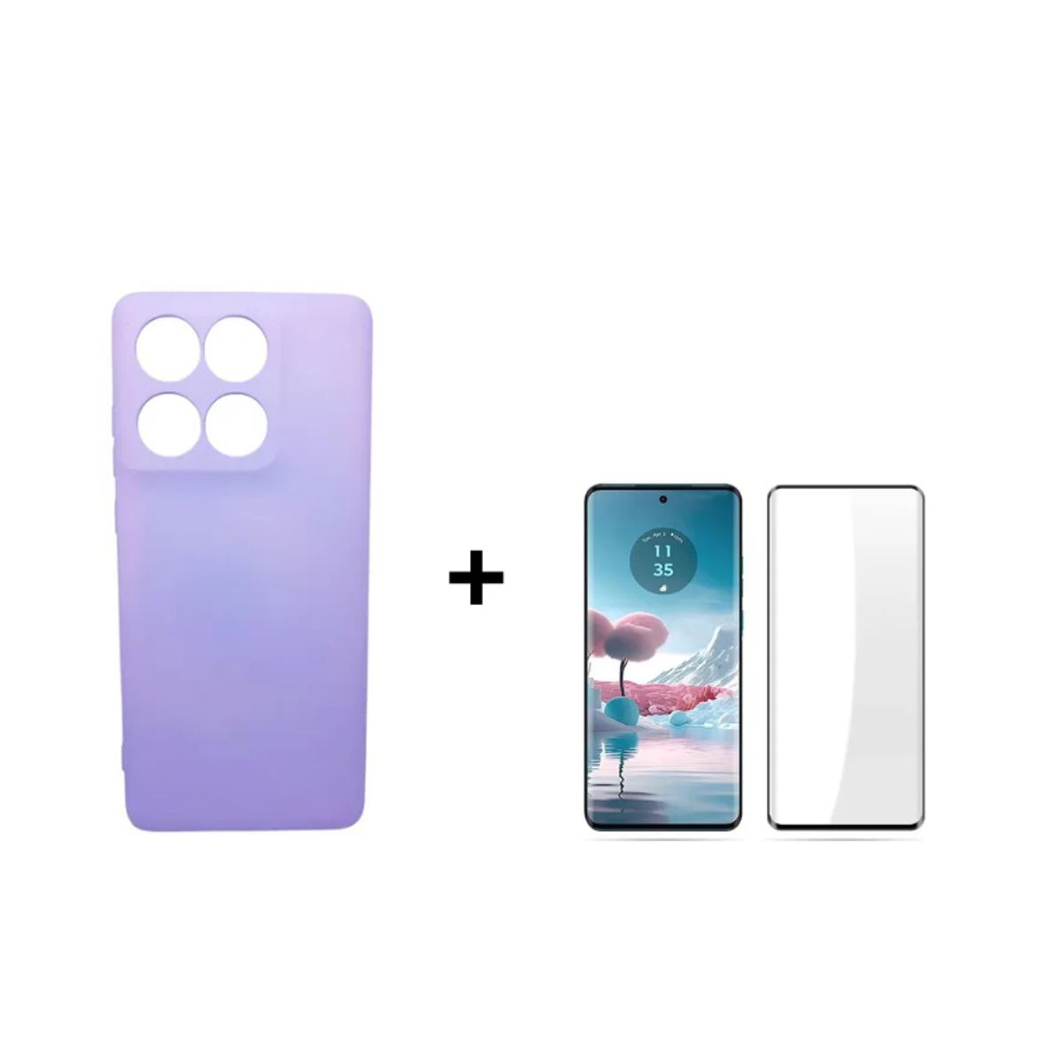 GENERICO - Kit Carcasa Silicona Con Lamina De Vidrio Para EDGE 60 Fusión 5G