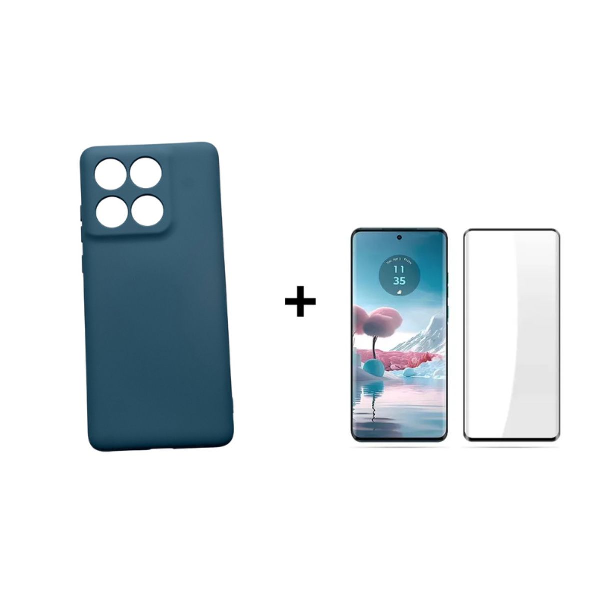 GENERICO - Kit Carcasa Silicona Con Lamina De Vidrio Para EDGE 60 Fusión 5G