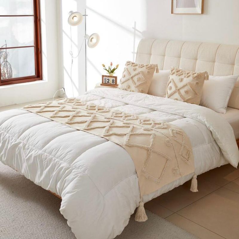 ANGELES DEL HOGAR - PIECERA NORDICA BOHO + 2 FUNDAS DE COJIN 2PLAZA/KING