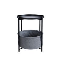 Mesa Lateral Auxiliar 2 Niveles con Cesta 42x42x52cm Negro