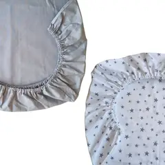 GENERICO - Set de 2 Sábanas Bajeras para colecho Mini Estrellas Gris Oscuro