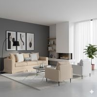 Living 311 Sahara Beige Sofa 3 cuerpos + 2 poltronas resortes