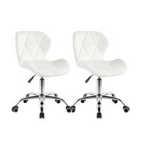Pack 2 Sillas De Escritorio Mariposa Giratoria Acolchada Blanca