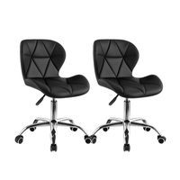 Pack 2 Sillas De Escritorio Mariposa Giratoria Acolchada Negra