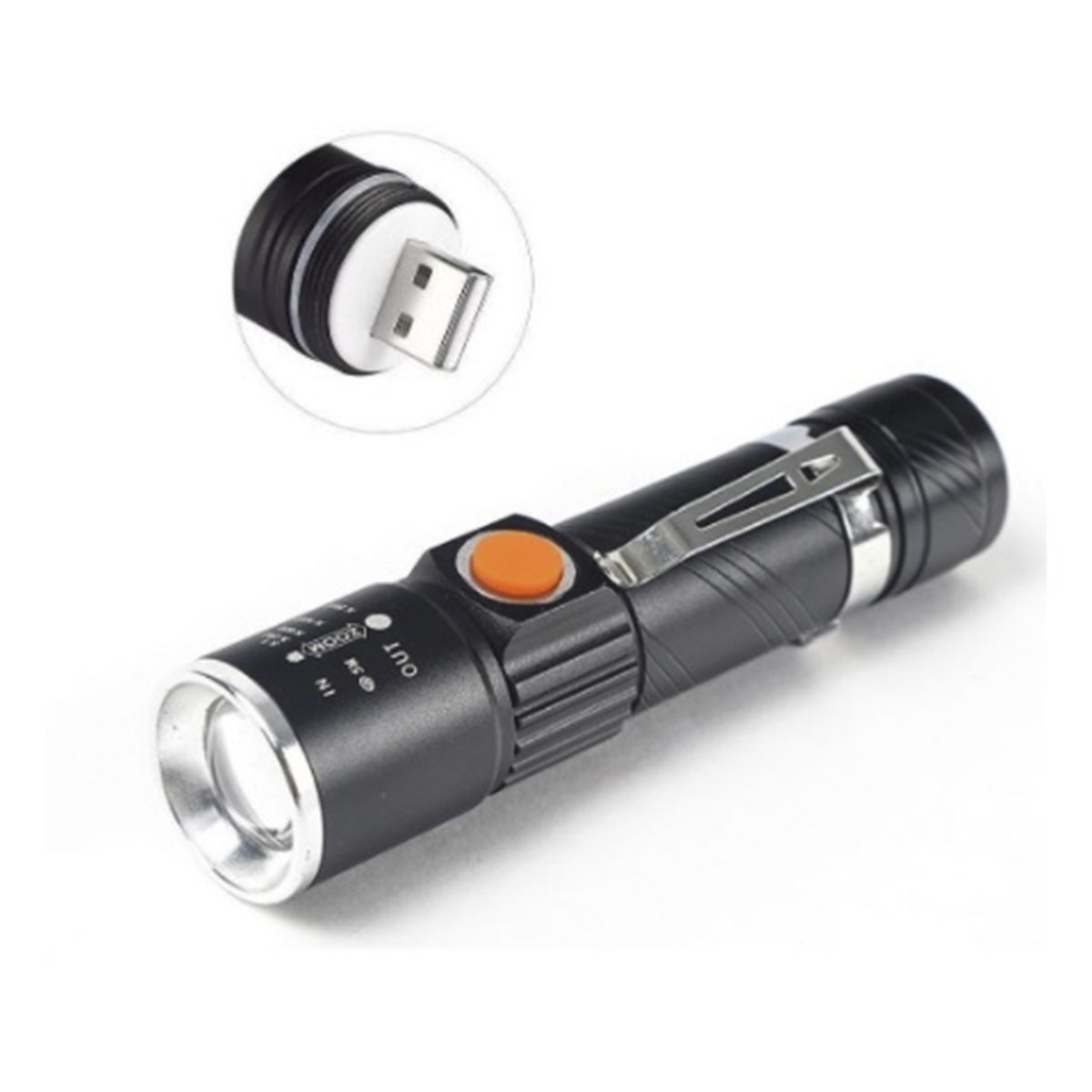 TECNOLAB - Linterna Led Cree 3000 Lúmenes De Bolsillo Recargable - Ps