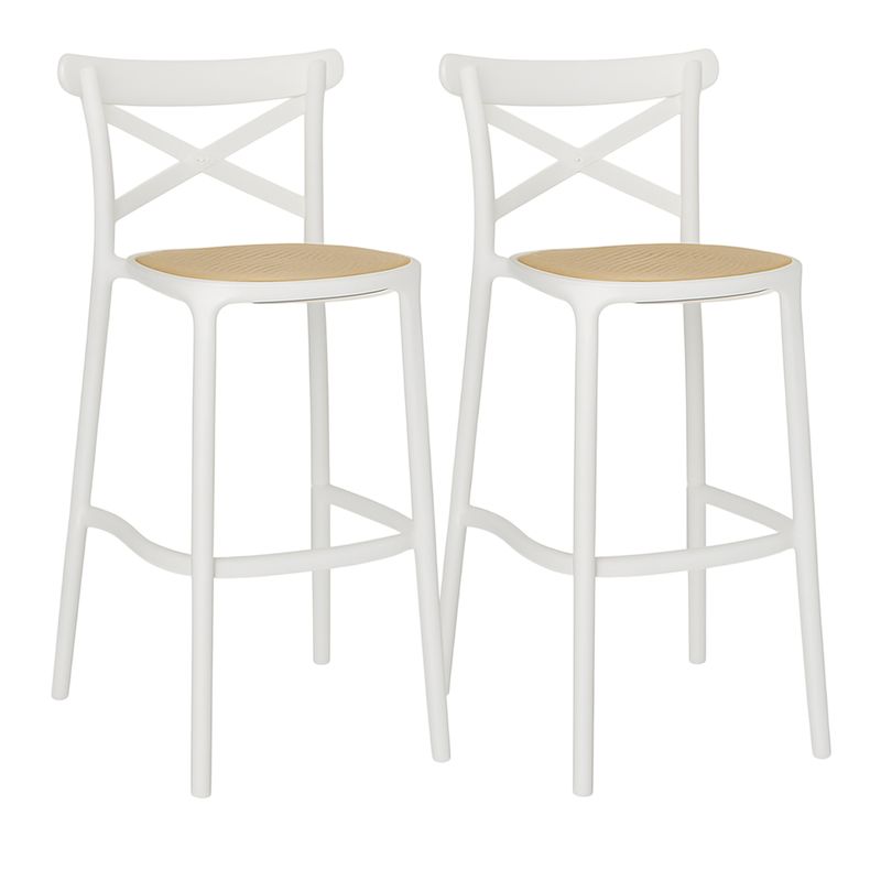 MOBOI - Pack 2 Taburetes Crossback Danubio Piso de Bar o Terraza 66cm Blancos