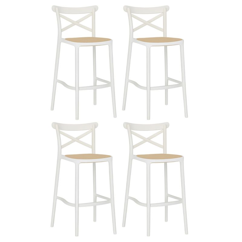 MOBOI - Pack 4 Taburetes Crossback Danubio Piso de Bar o Terraza 66cm Blancos