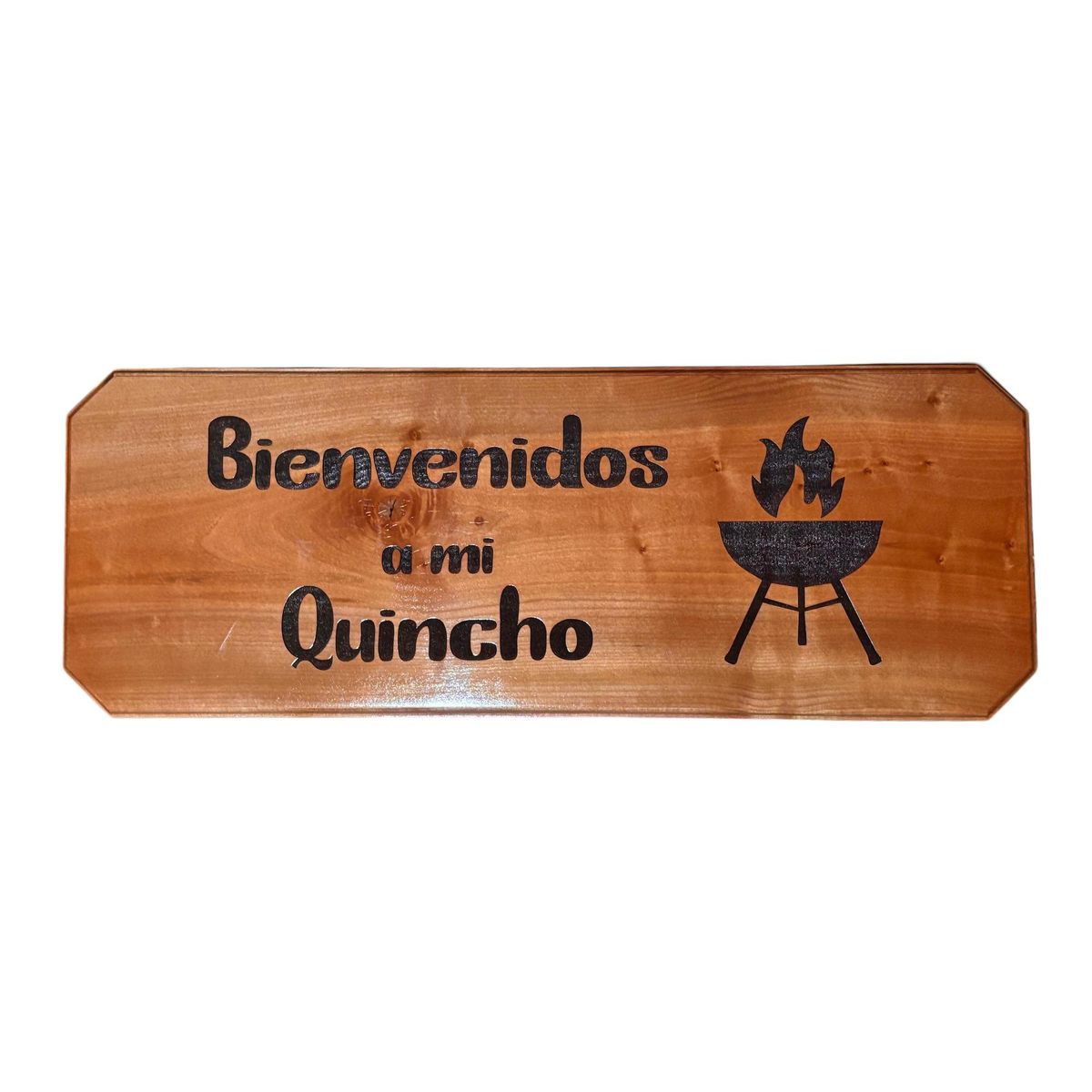 CUMBRES ARTESANIAS NATIVAS - Letrero Bienvenido a Mi Quincho Madera Roble