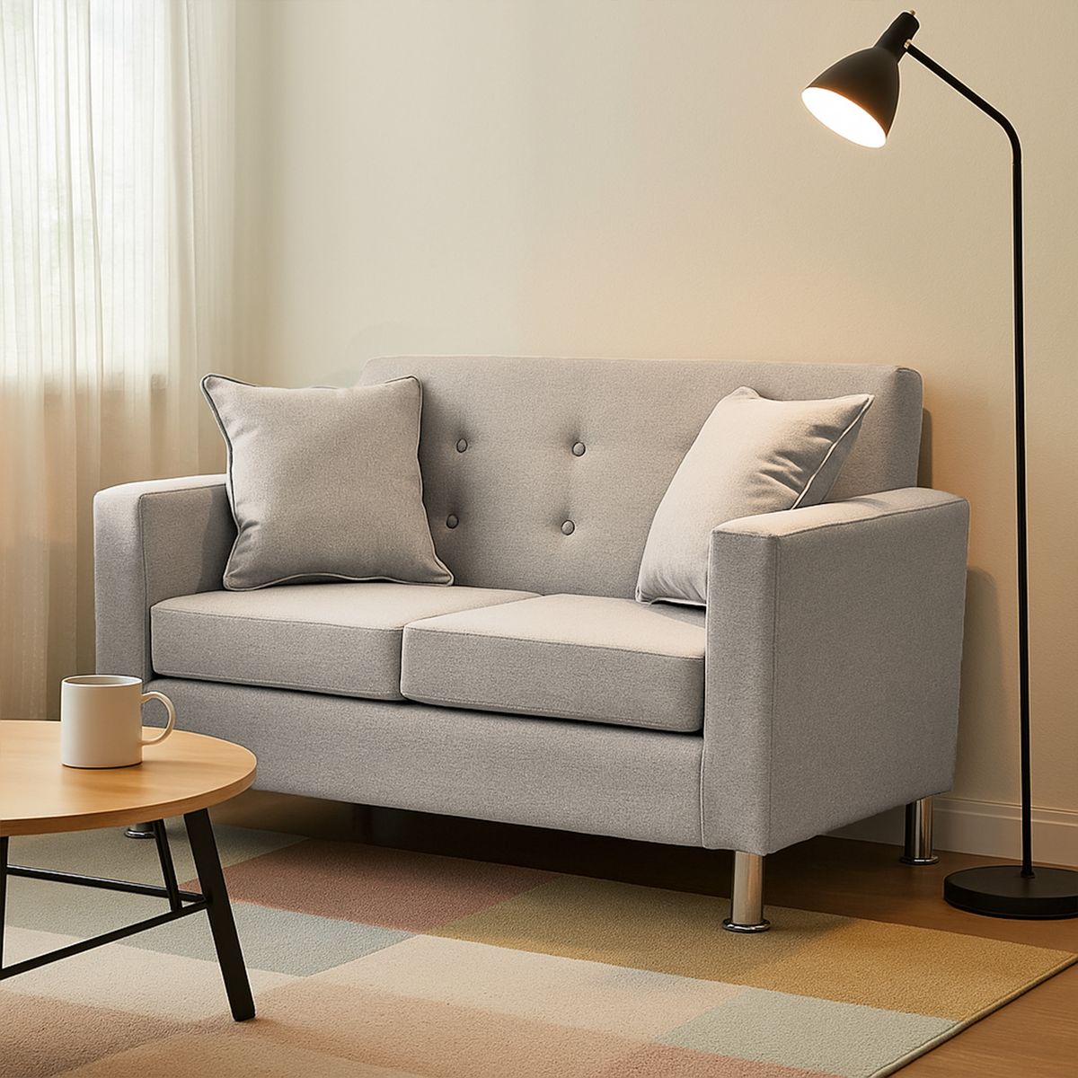 MBC - Sofá 2 Cuerpos New Mallorca Tela Lino Beige