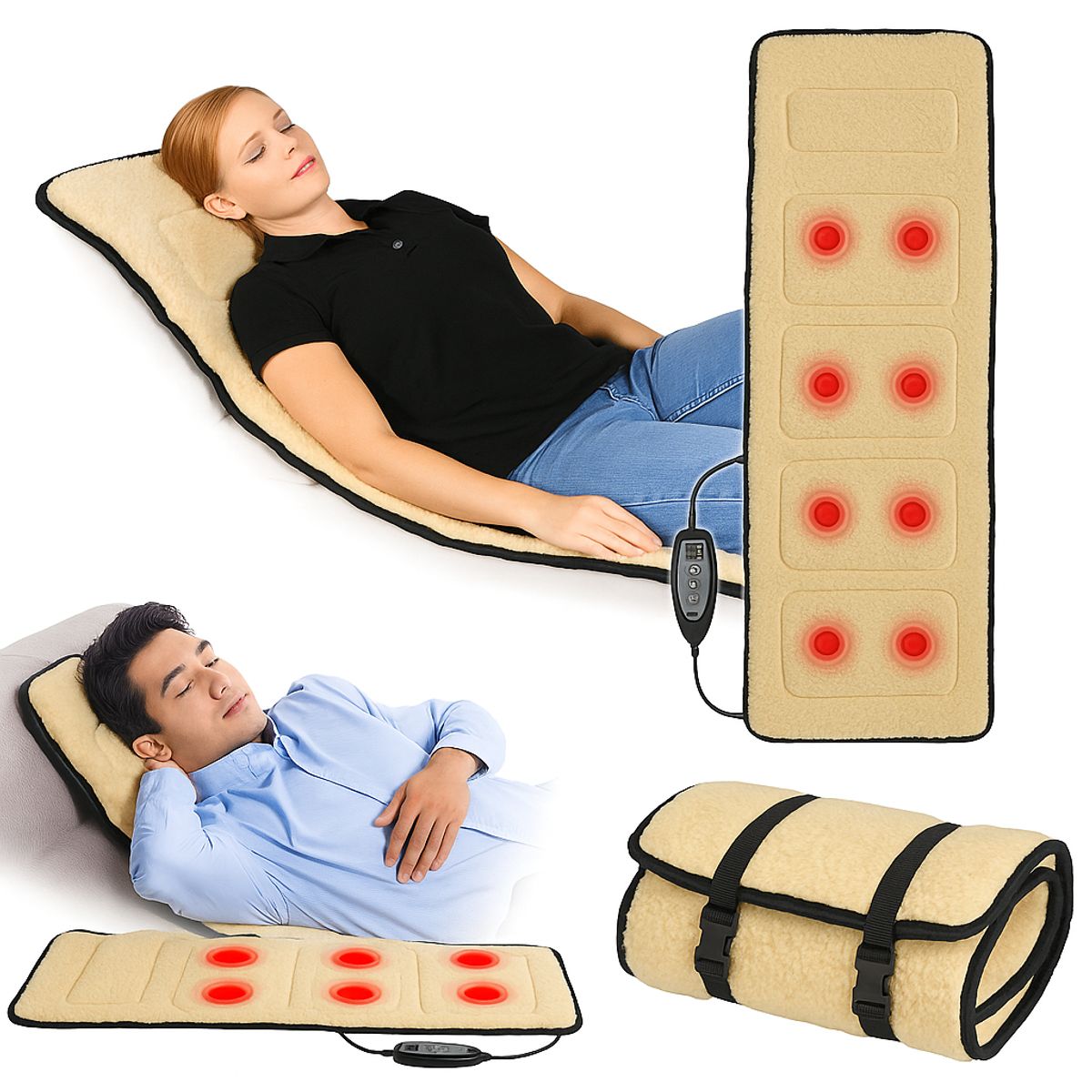 MOVI - COLCHONETA MASAJEADORA CON CALOR PORTÁTIL