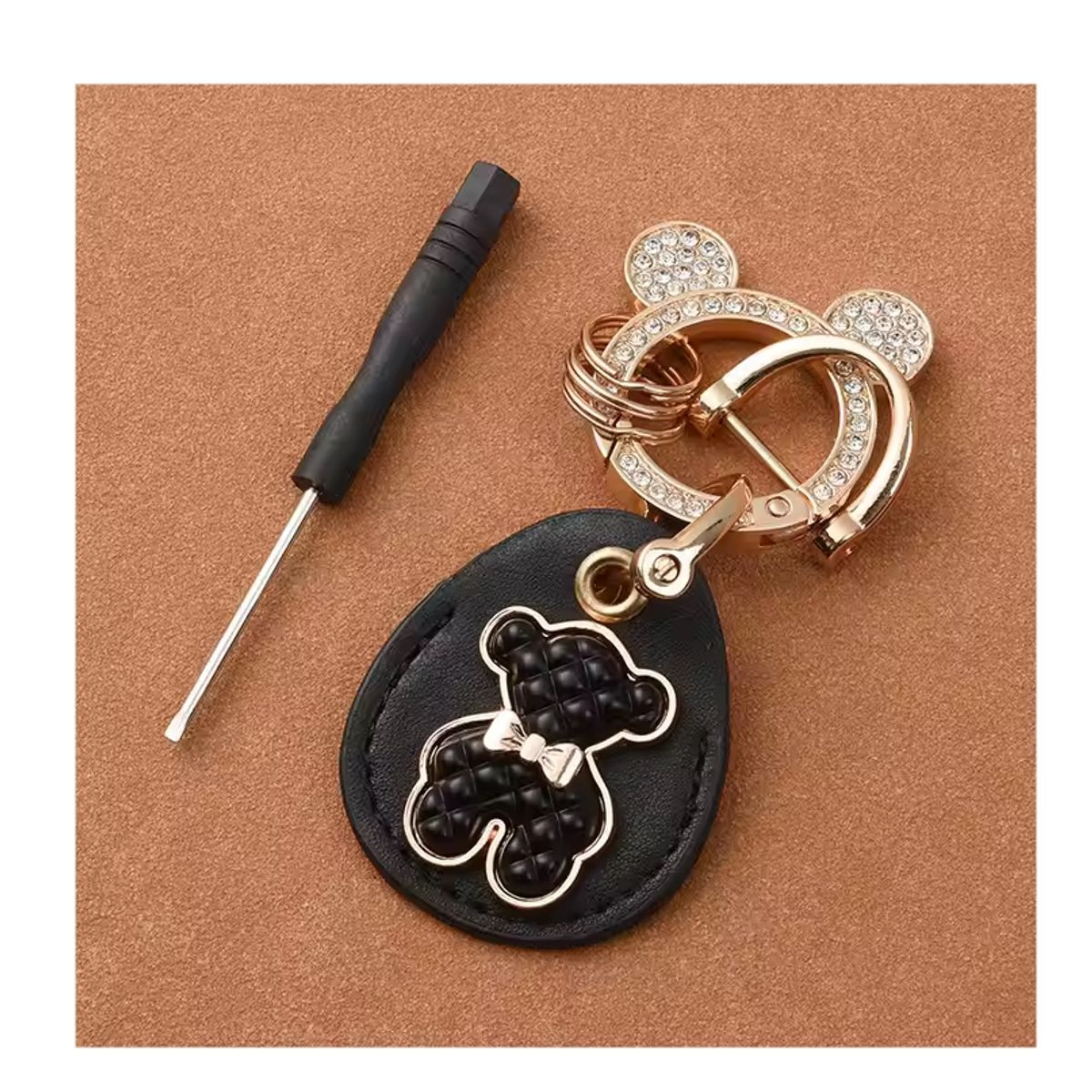 GENERICO - Llavero con funda porta Airtag diseño osito negro