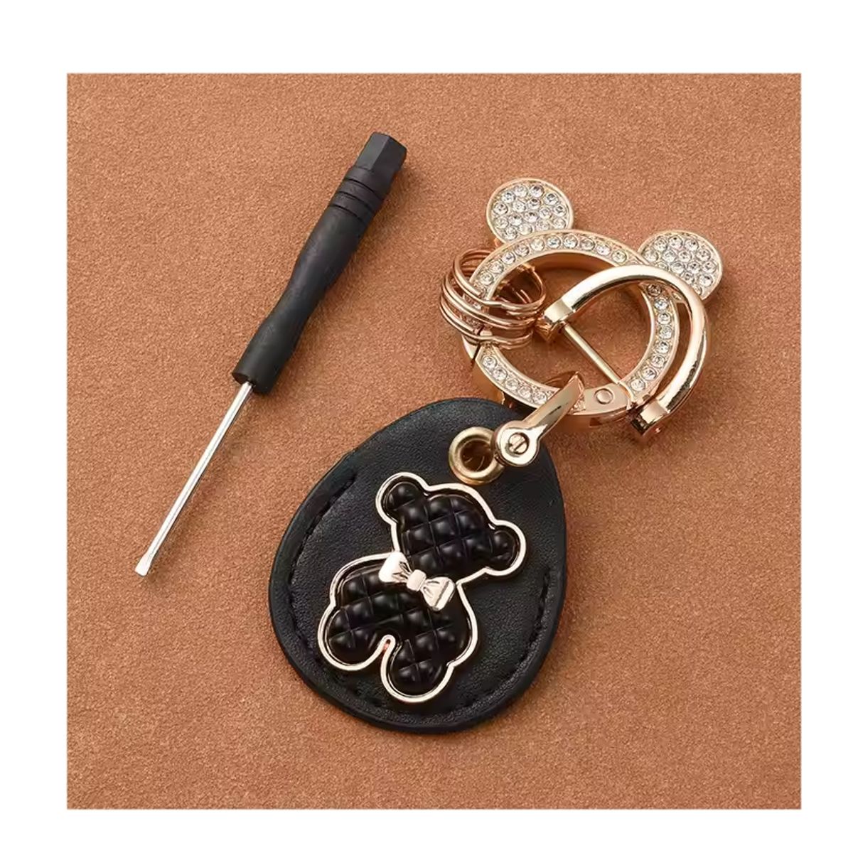 GENERICO - Llavero con funda porta Airtag diseño osito negro