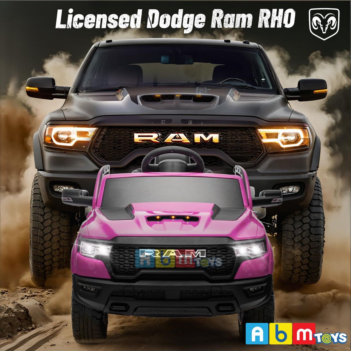 ABMTOYS - Ram 4×4 Real Asiento Ecocuero y Ruedas de goma R