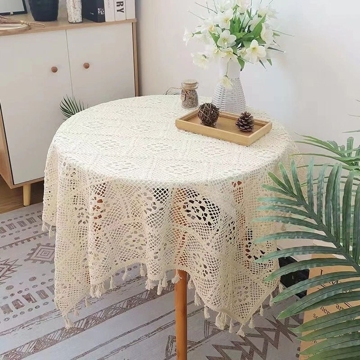 PUREPOWER - Mantel Redondo de Encaje 150cm