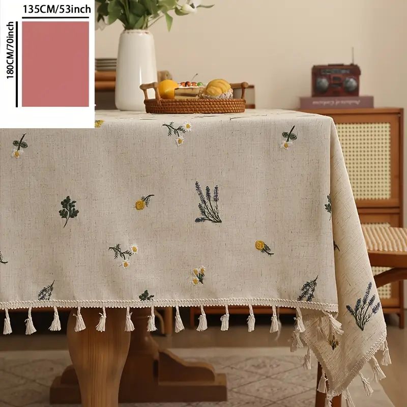 PUREPOWER - Mantel Rústico Lino Rectangular con Flecos135x180cm