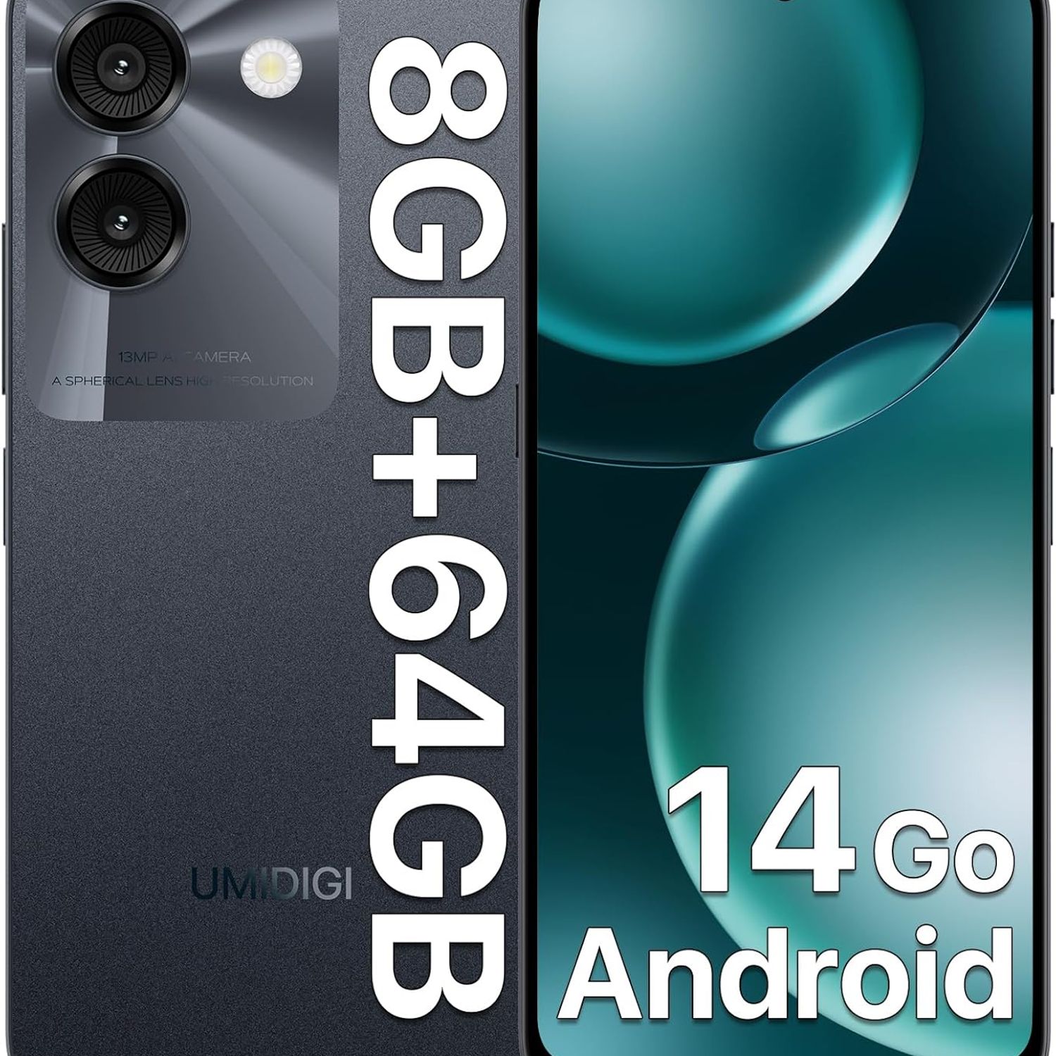 UMIDIGI Umidigi G9A Celular 8GB+64GB 13MP Android 14 Smartphone