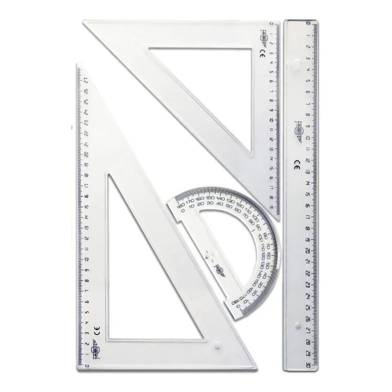 GENERICO - Set De Geometría Transparente 30 cm 4 Tipos Plástico Rigido