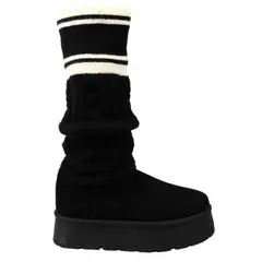 THUNDER BLUE - Pantubota Mujer Urbana Plataforma Alta Caña Media Forrada Negro