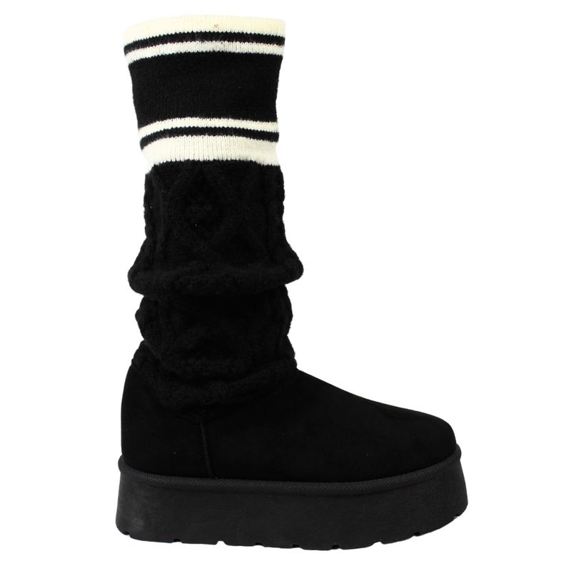 THUNDER BLUE - Pantubota Mujer Urbana Plataforma Alta Caña Media Forrada Negro