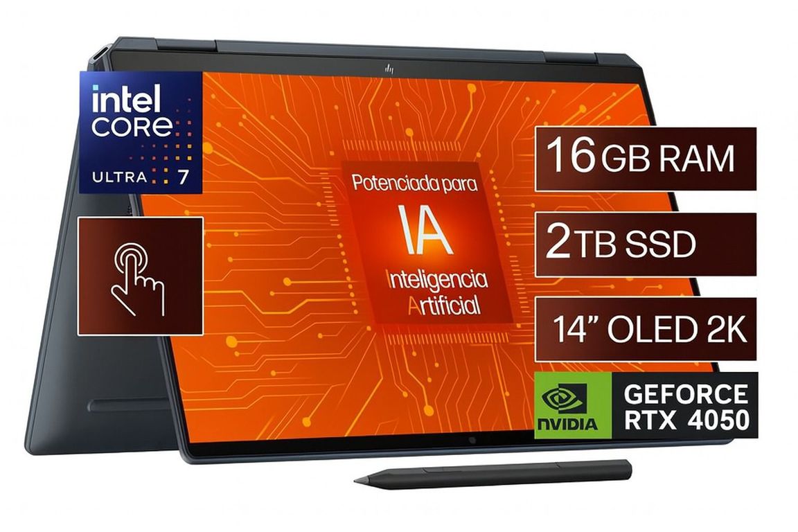 NOTEBOOK GAMER SPECTRE X360 16 2.8K 2-EN-1 TOUCH ULTRA 7 155H SSD 2TB 16GB NVIDIA RTX 4050