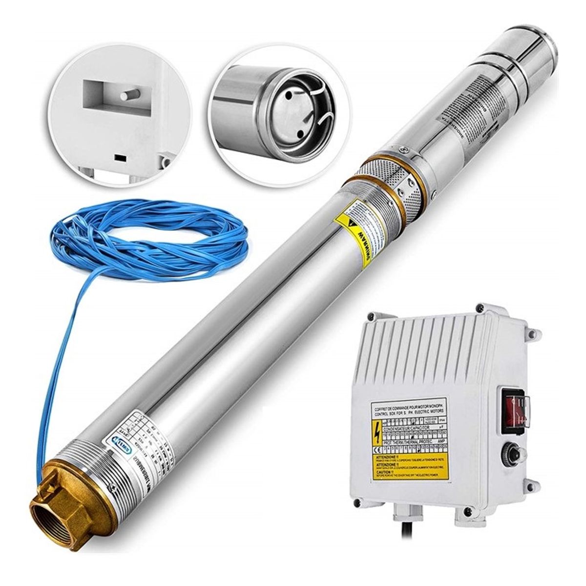 ALLWELL - Kit Electrobomba sumergible para pozo 1.5 HP 4" Q+