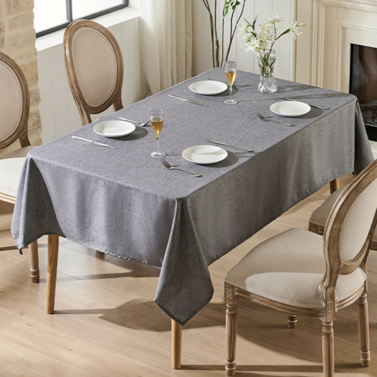 PUREPOWER - Mantel Gris Poliester Grueso Minimalista 140x220cm