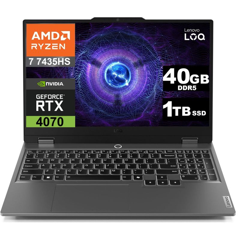 LENOVO - NOTEBOOK GAMER LENOVO LOQ 15.6" 144HZ RYZEN 7 7345HS SSD 1TB 40GB DDR5 NVIDIA RTX 4070