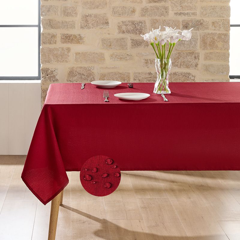PUREPOWER - Mantel Borgoña Poliester Grueso Minimalista 140x220cm
