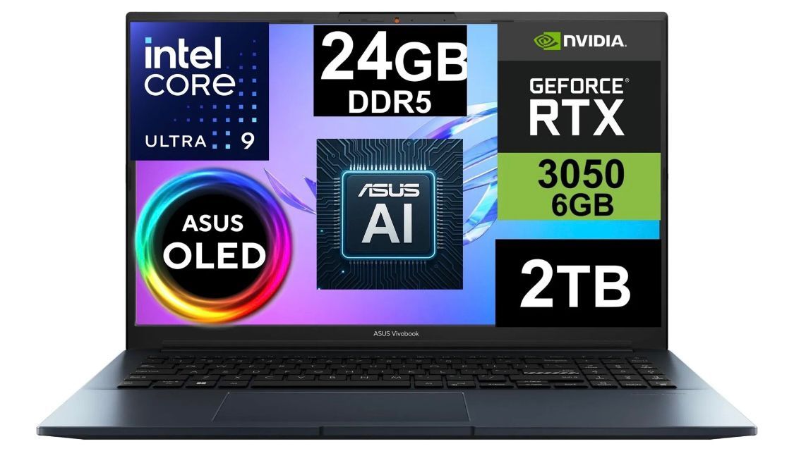 NOTEBOOK GAMER VIVOBOOK PRO 15 OLED ULTRA 9 185H SSD 2TB 24GB DDR5 NVIDIA RTX 3050 6GB