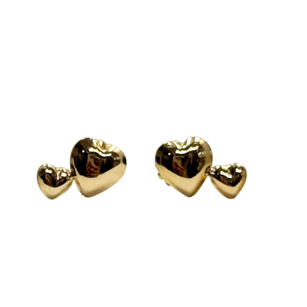 JOYAS GRACE - Aros dos corazones en Oro 18 K
