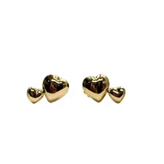 JOYAS GRACE - Aros dos corazones en Oro 18 K