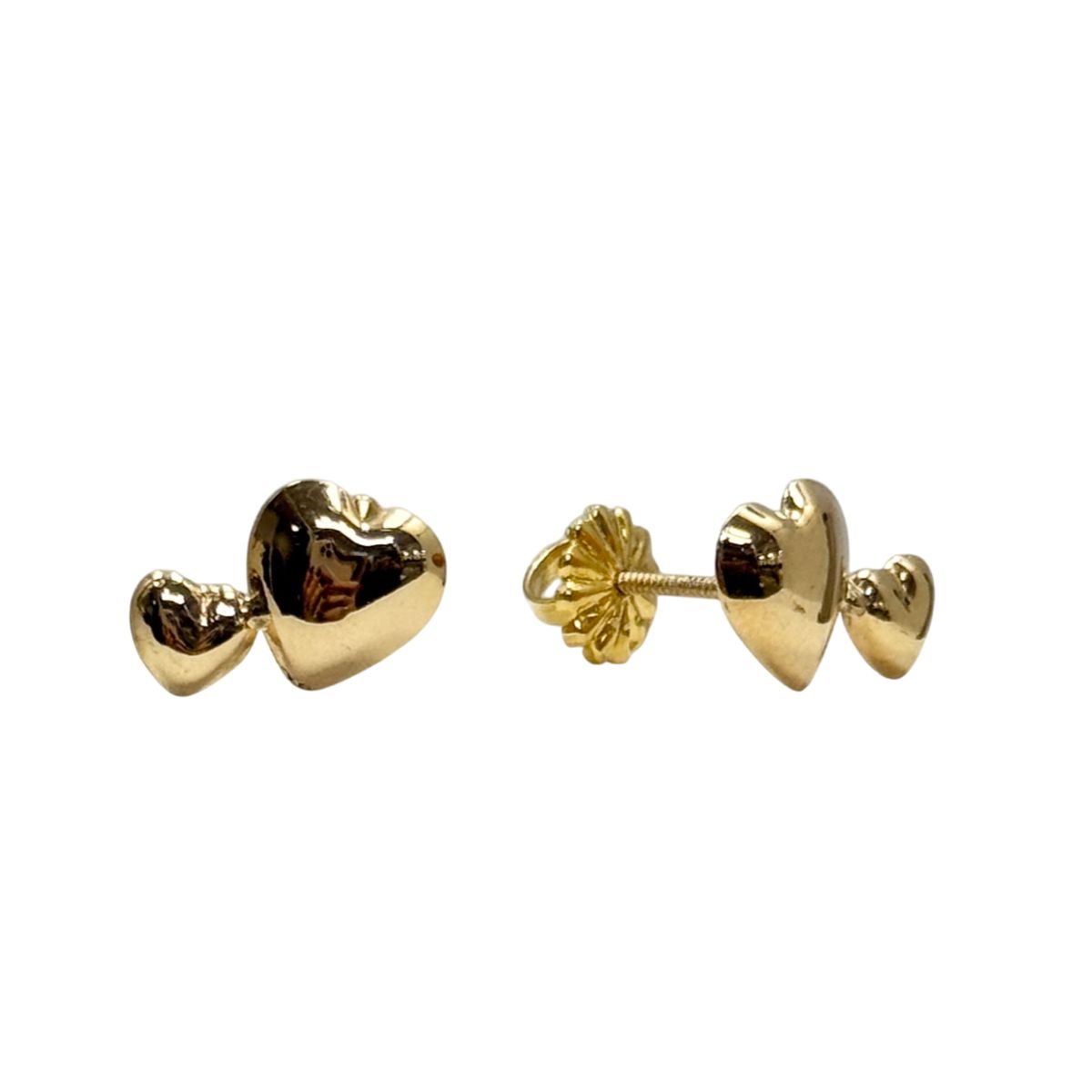 JOYAS GRACE - Aros dos corazones en Oro 18 K