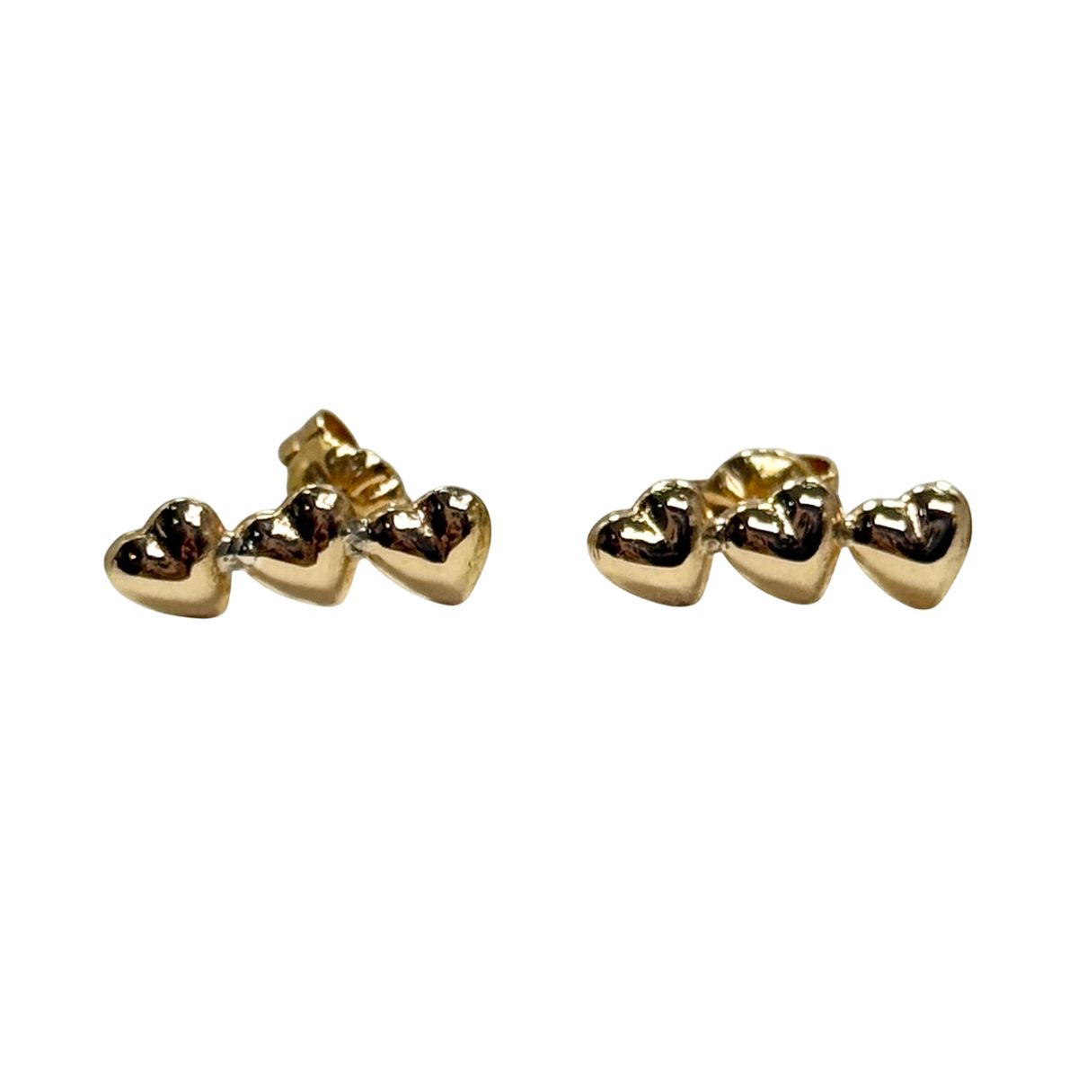 JOYAS GRACE - Aros tres corazones en Oro 18 K