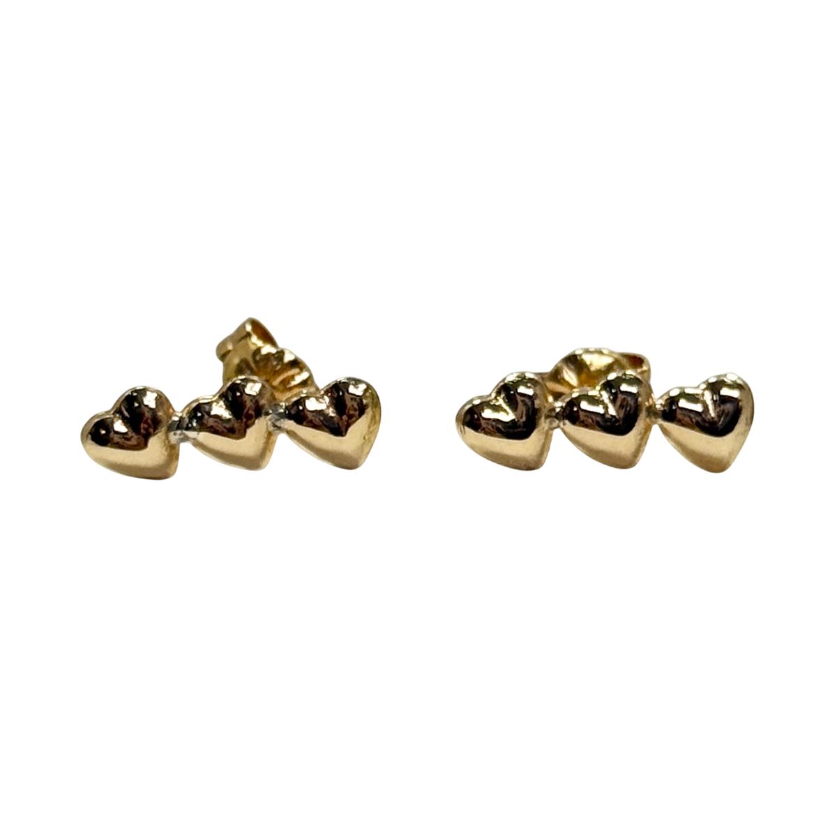 JOYAS GRACE - Aros tres corazones en Oro 18 K