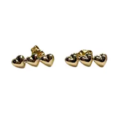 JOYAS GRACE - Aros tres corazones en Oro 18 K
