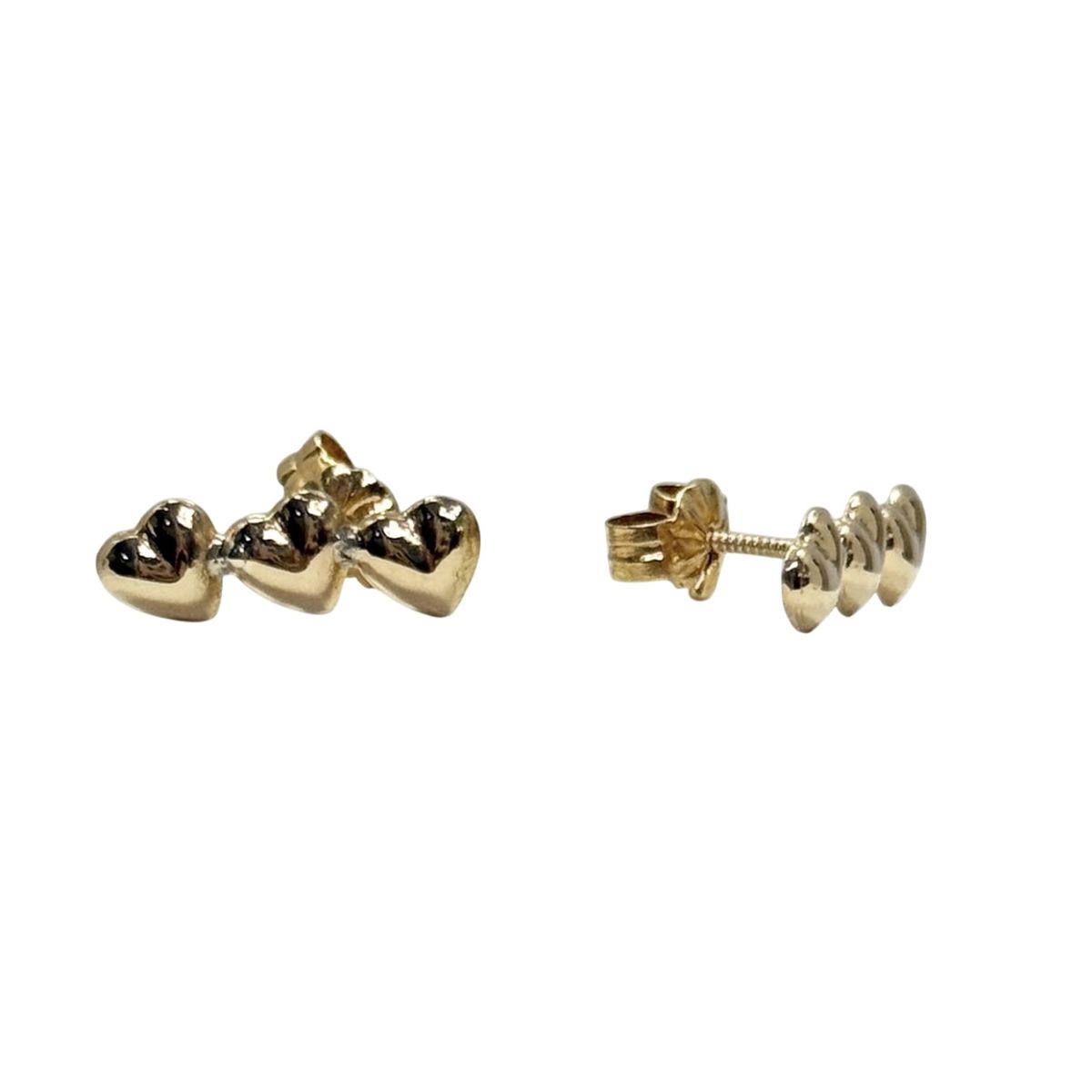 JOYAS GRACE - Aros tres corazones en Oro 18 K