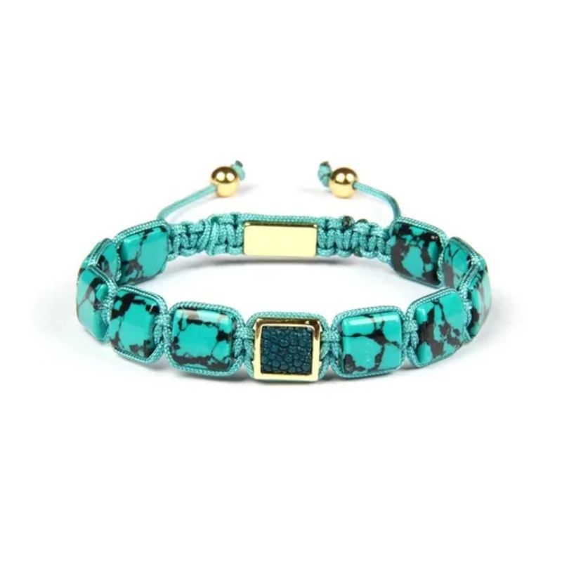 GENERICO - Pulsera De Hombre Y Mujer Piedra Turquesa Moda Royal Madriz