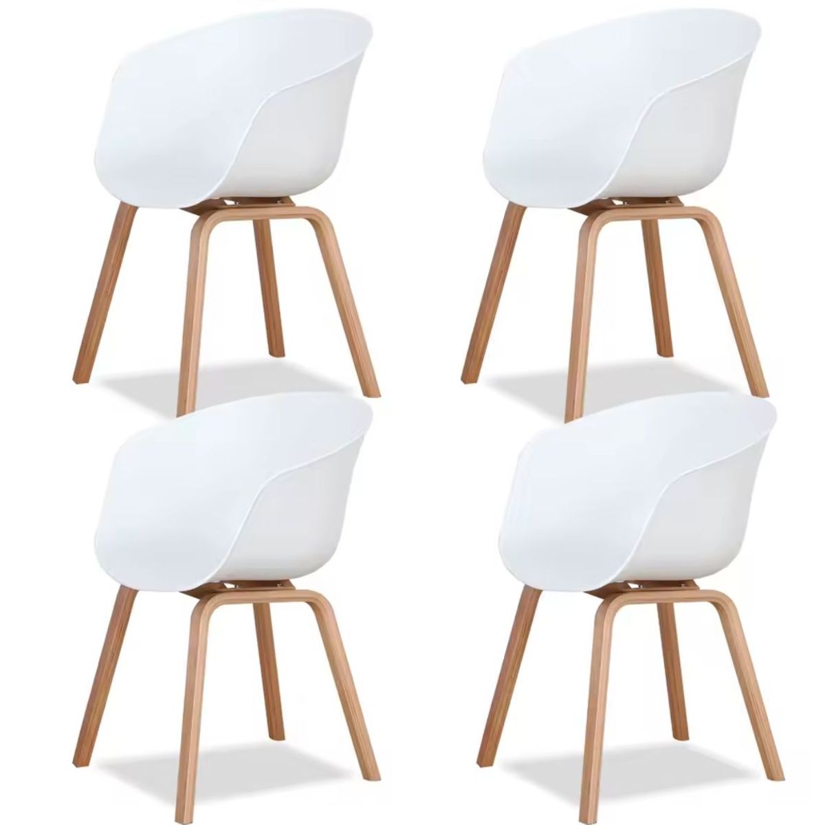 HABITA2 CHILE - Pack 4 Sitial Serenity base polipropileno patas metalicas simil madera - Blanco