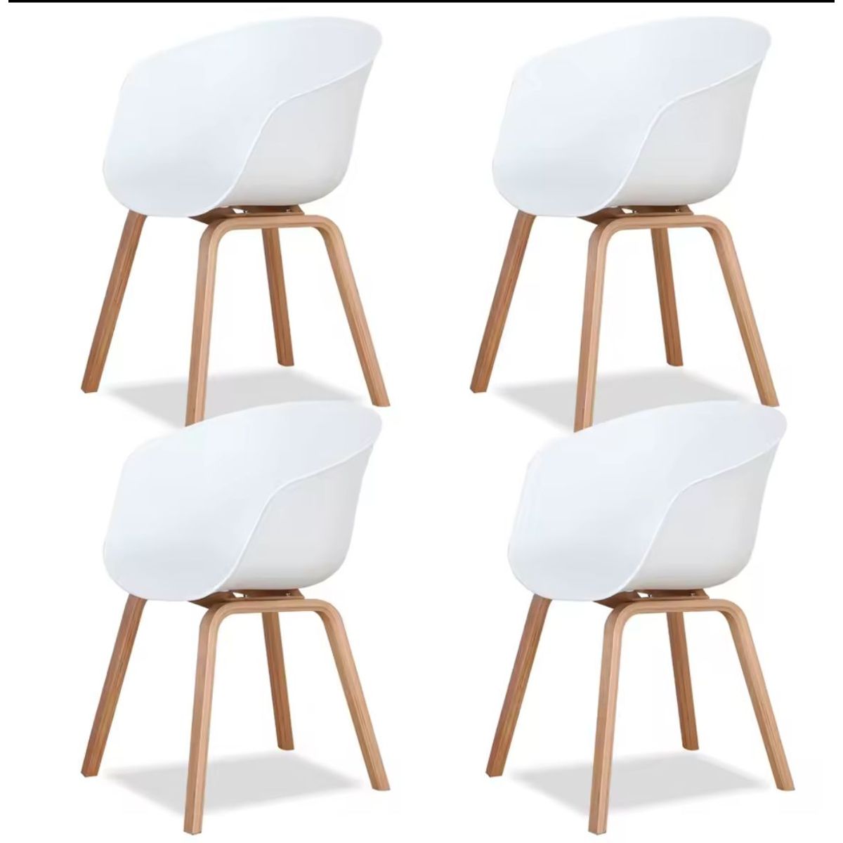 HABITA2 CHILE - Pack 4 Sitial Serenity base polipropileno patas metalicas simil madera - Blanco