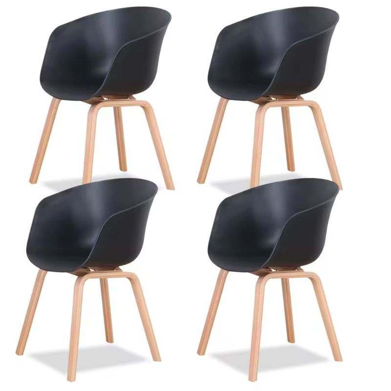 HABITA2 CHILE - Pack 4 Sitial Serenity base polipropileno patas metalicas simil madera - Negro