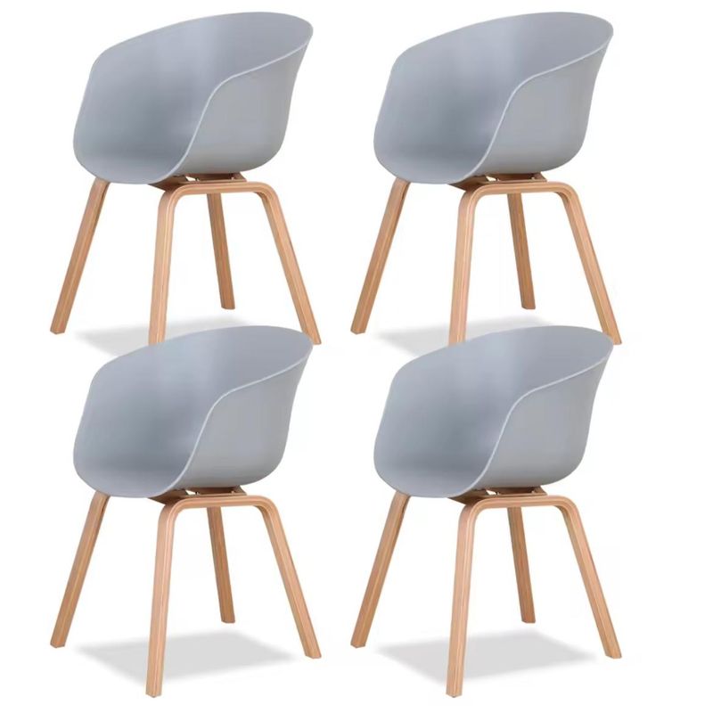 HABITA2 CHILE - Pack 4 Sitial Serenity base polipropileno patas metalicas simil madera - Gris