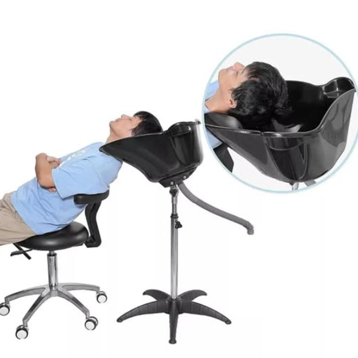 GENERICO - Lavapelo Portátil Bacha Lavacabezas Reclinable Altura Ajustable